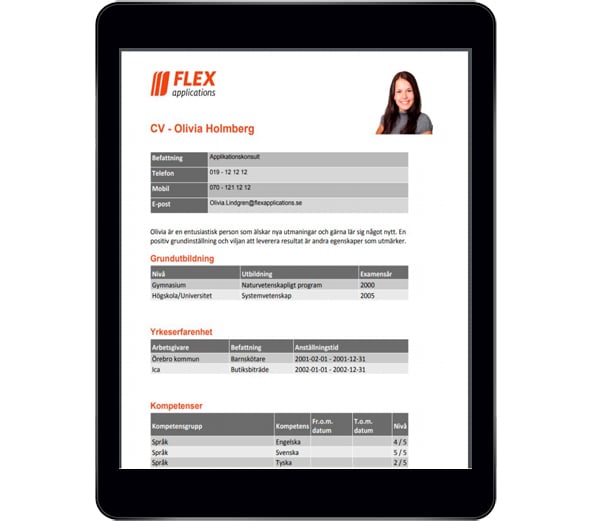 Alltid oppdatert CV direkte i Flex HRM